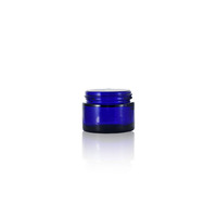 Pot en verre bleu de 50g pour crème cosmétique, soin de la peau, crème pour le visage, pot en verre rond vide avec couvercle argenté, logo personnalisé