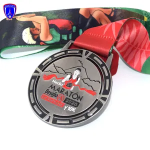 2020 कोस्टा रिका पदोन्नति कस्टम लोगो 10km marthon चल रहे खेल का अंत पुरस्कार पदक के साथ कस्टम लोगो डोरी
