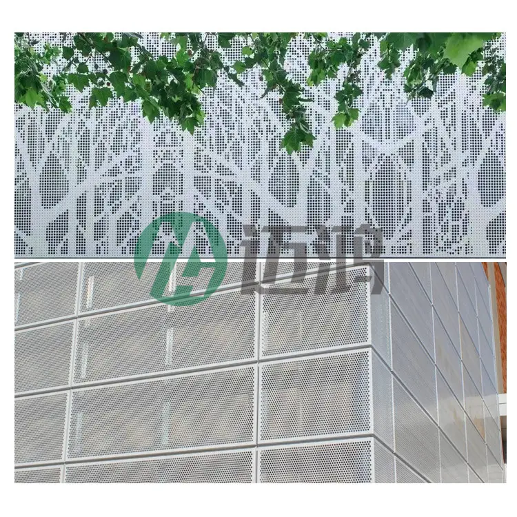 Cortina de Aluminio perforado para Exterior, revestimiento de pared, decoración, corte láser, hoja de Metal, fabricante de paneles de fachadas