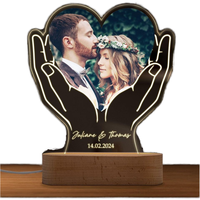 GRAVUR Illuminé Acrylique Verre Coeur Die Personnalisé Photo Nom Date Couple Cadeau pour Anniversaire Saint Valentin Fête Fournitures