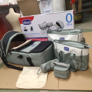 Juego de bolsas para pañales, bolsa de viaje para bebé de tela Oxford de gran capacidad, 6 piezas, con cambiador y soporte para biberón, color azul - Product Image 4