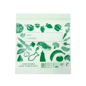 Tùy chỉnh tái sử dụng 100% compostable dây kéo thực phẩm Túi ngô tinh Bột nguyên liệu phân hủy sinh học bánh sandwich lưu trữ túi