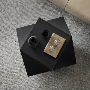 Tavolino Angolare Poliedrico in <span class=keywords><strong>Noce</strong></span> Nero Nordamericano, Tavolino d'<span class=keywords><strong>Arte</strong></span> per Divano, Tavolino da Caffè Mobile Semplice in Legno Massello - Product Image 4