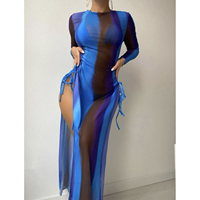 Xuanlang taille haute à manches longues Ins Smock contraste couleurs longueur de plancher Sexy 3 pièces maillot de bain 2023 maillots de bain vêtements de plage