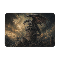 Tapis de sol moderne en polyester imitation velours, antidérapant et lavable, motif Château de Dragon, Tour et Nuages de Tempête, pour la maison, idéal pour Halloween