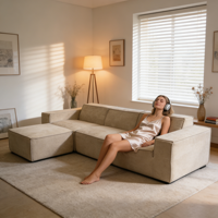 Modulares, schnell aufklappbares L-förmiges Sofa mit glattem Stoffbezug, kratzfest, weich, für Tiny Houses, mieterfreundlich, Mindestbestellmenge 1 Stück