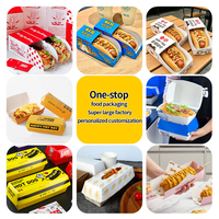 Boîte en papier personnalisée pour hot-dogs, plateau d'emballage pour snacks de rue, emballage à emporter pour restauration rapide, boîte à corn-dogs
