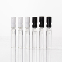 Flacon de parfum transparent à pompe 1ml 1.5ml 2ml, nouveau modèle en promotion, flacon mini échantillon personnalisable avec boîte cadeau, flacon en verre transparent