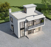 Casa de 2 plantas con terraza en la azotea Diseño de 4 dormitorios Casa para clima frío con sistema de calefacción