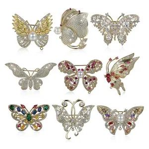 China Wholesale Price Fashion Fine Jewelry Butterfly Shaped Rhinestone Brooch Cubic Zirconia Brooches for Women