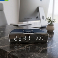 Nouvelle horloge LED de table avec chargeur sans fil 3.0, adaptateur, heure et température, alarme pour la maison et le bureau