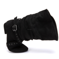 Nouvelle Arrivée LUOQIAO Chaussures de Jazz Noires en Daim pour Femme, Bottes de Danse Montantes à Talon Bas, Semelle Souple, Talon de 1 cm, Modèle L684