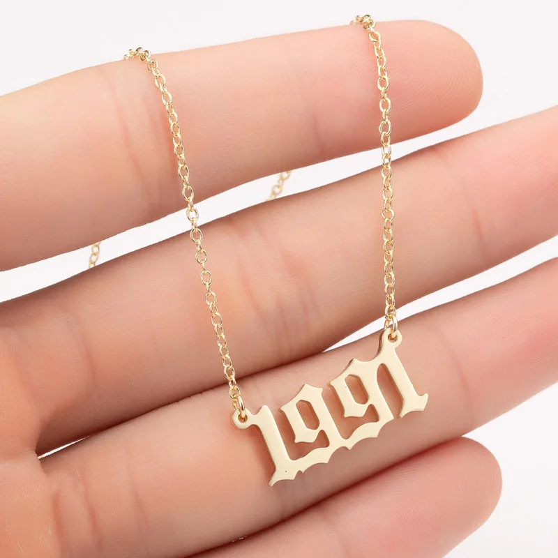 Stainless Steel Birth Year Necklaces For Women Men Gold Silver Color Chain Choker Male Female Pendant Necklace Fashion Jewelry