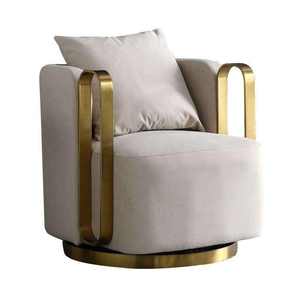 Modern Luxury <b>Gold</b> Metal Frame Velvet Single <b>Sofa</b> Armchair Leisure Style Swivel Lounge Chair for Living Room Furniture - Product Image 6