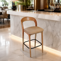 Tabouret de bar en teck de style traditionnel, durable, pour cuisine, maison, café, restaurant, hôtel, salle à manger et villa