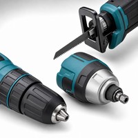 Ensemble d'outils électriques sans fil 20V 4 pièces : perceuse-visseuse, clé à chocs, scie sauteuse, meuleuse d'angle avec batterie au lithium