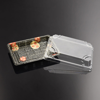 Boîte à Lunch rectangulaire noire, emballage de boîte à emporter, plateau à Sushi en plastique avec couvercle, pièces