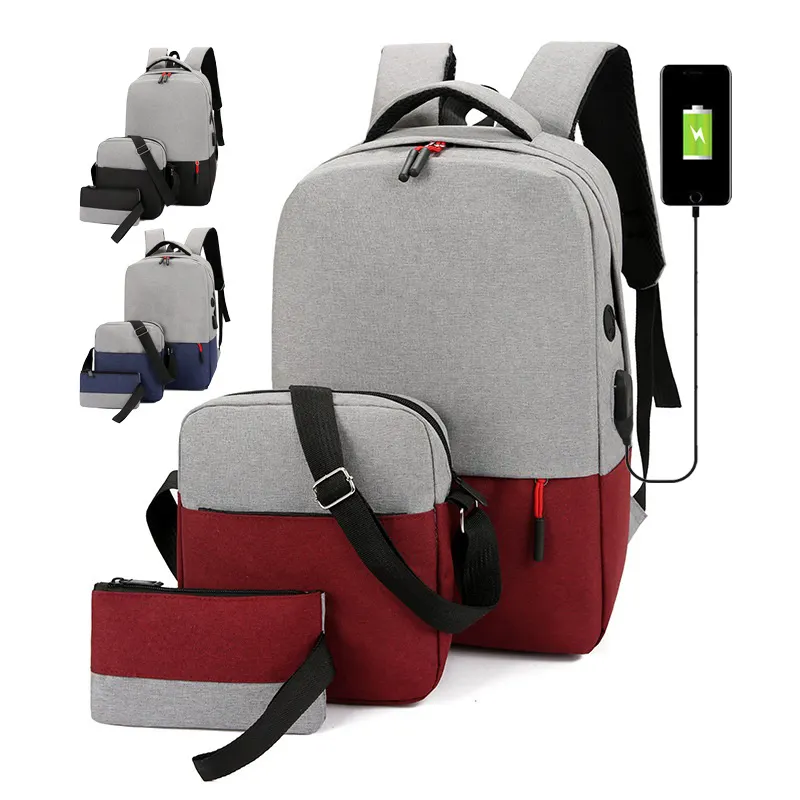 Computer backpack Wholesale Simple Design Lightweight Travel 3 PCS Set Laptop Backpack Bag Laptop Backpack