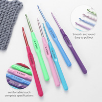 Ensemble de 12 aiguilles à crochet en métal avec poignées numérotées, kit de couture durable pour les projets de tricot et de crochet