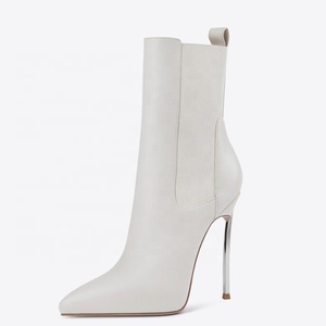 Sexy Stretch Top Women Slip-on Breathable Autumn Ankle <b>Boots</b> Wide Fit High Heels Stiletto Short Dress Pumps - Product Image 5