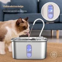 Fontaine à eau intelligente pour animaux de compagnie en acier inoxydable alimentée par USB, réservoir transparent étanche, robinet, distributeur automatique d'eau fraîche pour chiens