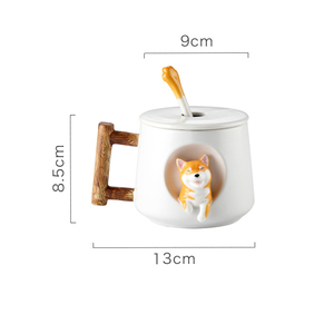 Taza de Porcelana con Cuchara para Amantes de los <span class=keywords><strong>Shiba</strong></span> Inu, Impresión 3D, Producto Nuevo al por Mayor, Regreso a Clases, 420 ml - Product Image 5