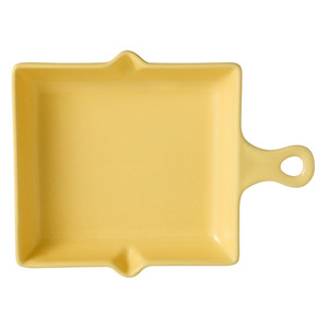 Plats de cuisson en céramique couleur unie en gros, assiettes à pizza à poignée unique, assiettes de table domestiques de grande valeur, assiettes style crème - Product Image 2