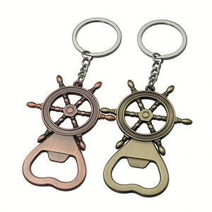 Porte-clés en métal multifonctionnel personnalisé avec ouvre-bouteille, motif gouvernail, petit cadeau pour club de navigation - Product Image 5