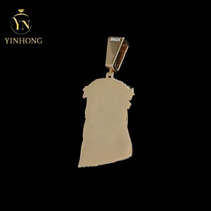 Colgante de Jesús con Incrustaciones de Diamantes de Imitación, Chapado en Oro de 18k sobre Plata de Ley, Joyería Personalizada para <span class=keywords><strong>Raperos</strong></span>, Pasa el Test de Diamantes - Product Image 5