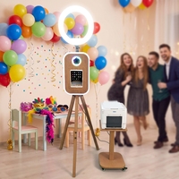 Cabina de Fotos Portátil con Marco de Madera para iPad, Soporte para Cámara DSLR, Kiosco de Selfies para Bodas, Fiestas y Eventos