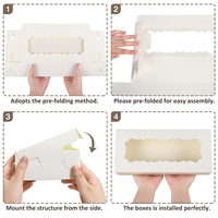 Lot de 50 boîtes de boulangerie classiques élégantes blanches réutilisables portables avec fenêtre de 4,17 x 2,16 x 1,37 pouces pour gâteaux à emporter