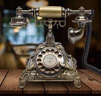 Téléphone analogique vintage de couleur bronze clavier à cadran rotatif téléphone antique pour la maison