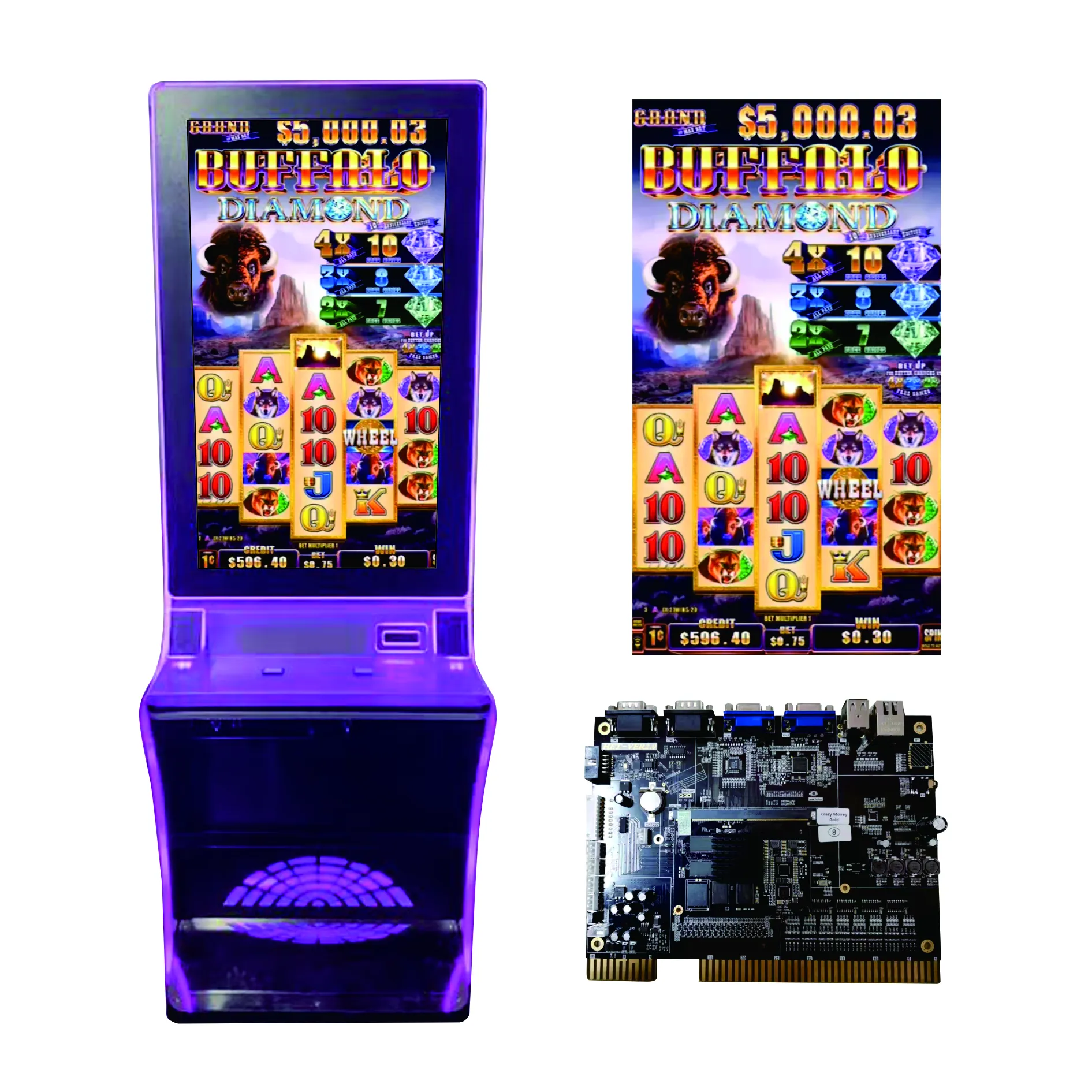 Borne de jeux vidéo multi-jeux avec écran tactile de 32 pouces, pot de couleur or, borne de jeux, fente murale