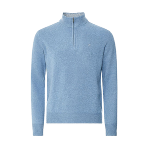 Pull col roulé 1/4 zip en laine bleu clair pour homme, manches classiques, couleur unie, anti-boulochage, idéal pour l'automne - Product Image 1