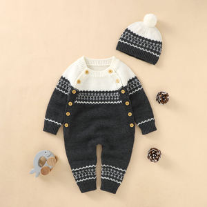 <strong>Baby</strong> Romper <strong>Winter</strong> Autumn Long Sleeve Newborn Boy Girl <strong>Clothes</strong> Infant Knitted Jumpsuit+ Hat Outfits Warm Kid Toddler Clothing - Product Image 4