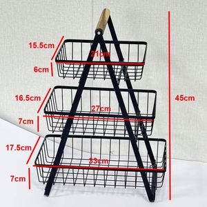 Afternoontime 1 2 3 Tiers Customized Color Metal Iron Classic Adjustable <b>Foldable</b> Vegetable Fruit <b>Baskets</b> Kitchen Counter PY - Product Image 1