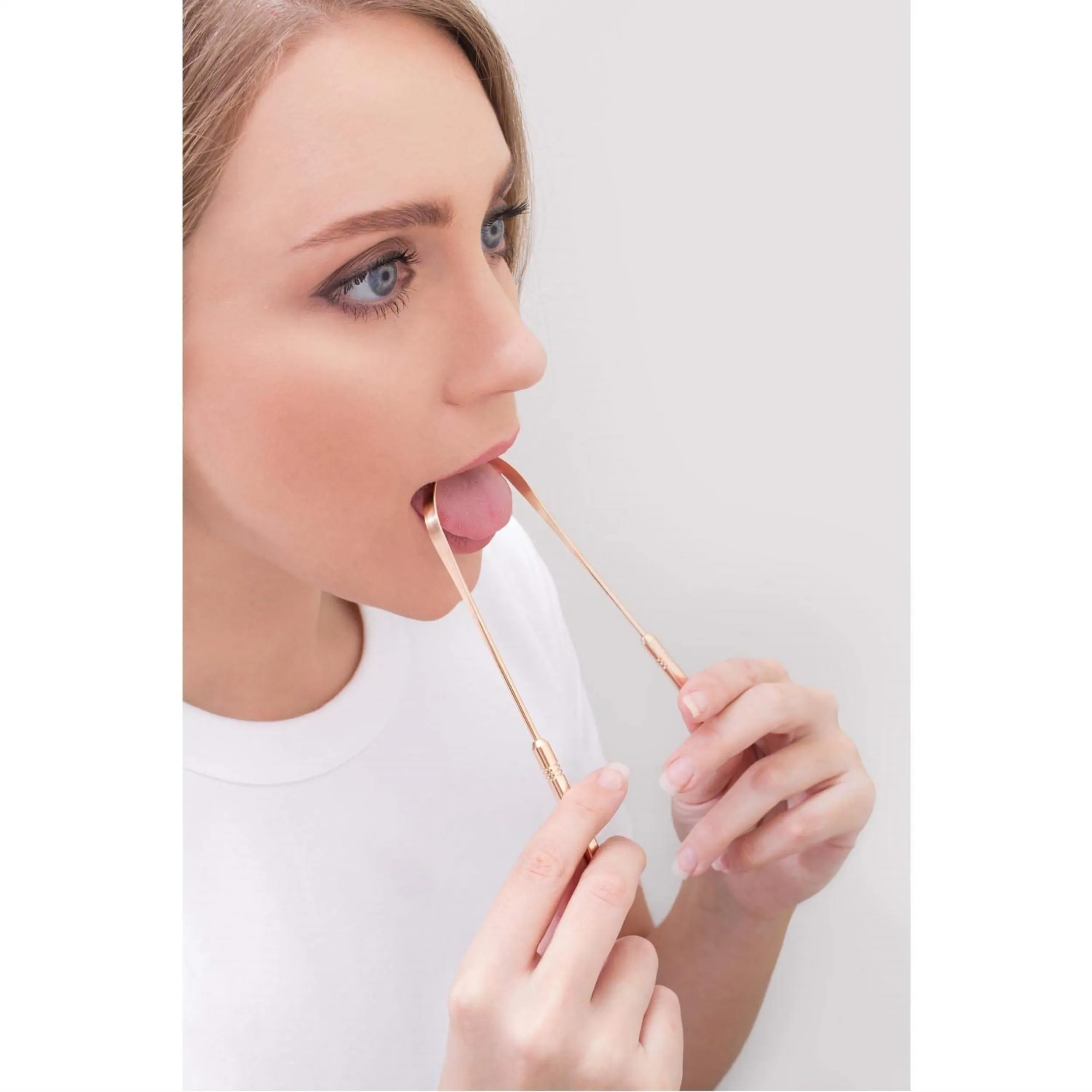 high quality factory price u shape tongue cleaner scraper pure copper stainless steel anti slip handle for home use