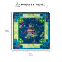 Tapis de Mahjong Américain 33,07 Pouces Bleu Marine en Microfibre Polyester Caoutchouc Naturel Antidérapant Écologique Pliable Portable Ancien
