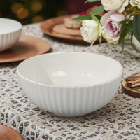 Bol à soupe moderne de 6,1 pouces en céramique blanche pure, bol à salade de fruits pour restaurant, sur mesure