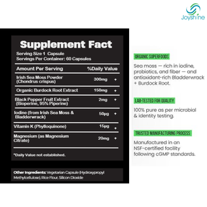 Cápsulas de Musgo Irlandés, Apoyo Inmunológico, Ayuda para la Salud de las Articulaciones y el Intestino - Suplemento Herbal Avanzado de Musgo Marino Crudo, 60 Cápsulas - Product Image 2