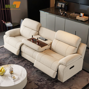 Sofa santai elektrik Modern, furnitur teater rumah 3-tempat duduk cerdas dengan fitur pijat multifungsi, pendingin, dan lipat. - Product Image 4