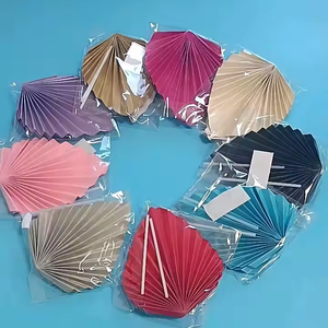 Lot de 2 éventails en papier feuille de palmier, décorations de <span class=keywords><strong>gâteau</strong></span> dorées rustiques bohèmes pour mariages et anniversaires - Product Image 1