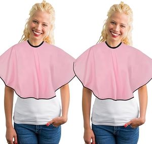 Cape de <span class=keywords><strong>Coiffeur</strong></span> Rose Courte Personnalisable avec Logo, Coupe Parapluie, pour Teinture Capillaire, Salon de Coiffure, Institut de Beauté et Maquillage - Product Image 6