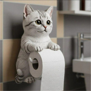 Portarrollos de Papel Higiénico con Diseño de Gato, Ecológico, de Resina, para Montar en la Pared, Almacenamiento para Baños, Decoración del Hogar - Product Image 3