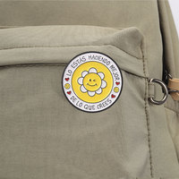 Pin Enamel Teks Inspiratif Spanyol, Bros Logam Bunga Kutipan Positif, Lencana untuk Jaket, Tas Ransel, Ornamen Fashion