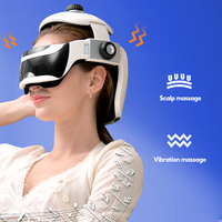 Casque de massage de la tête à pression d'air, compresse chaude et vibrations pour le massage des tempes et des yeux, soulagement des maux de tête et du stress