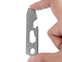Herramienta Multiusos EDC de Aleación de Titanio TGZUO, Palanca, Llave Inglesa, Regla Métrica, Anillo para Llaves, Herramienta de Bolsillo para Acampar al Aire Libre