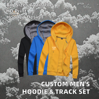 Ensemble de sport pour homme en coton personnalisé OEM, deux pièces, sweat à capuche zippé en polaire et pantalon de survêtement, hiver, avec motif vierge à imprimer
