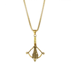 Fine Jewelry Hip Hop Stainless Steel <b>Bow</b> and Arrow Charm Pendant with Link Chain for Men-Wedding & Anniversary - Product Image 2