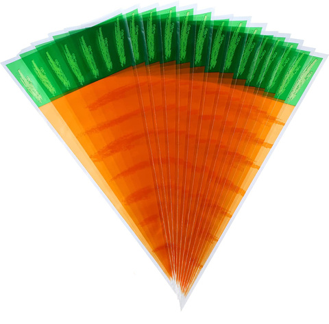 Plastic CPP Carrot Shape Easter Cone Candy Bags Triangle Sweet Bags With Twist Ties